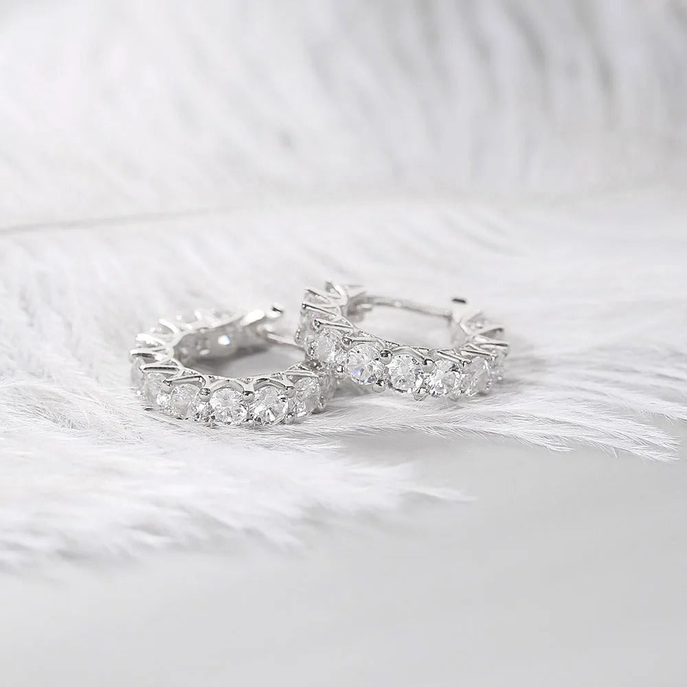 Vintage Silver Classic Round Cut Hoop Earrings-EllyBoutique