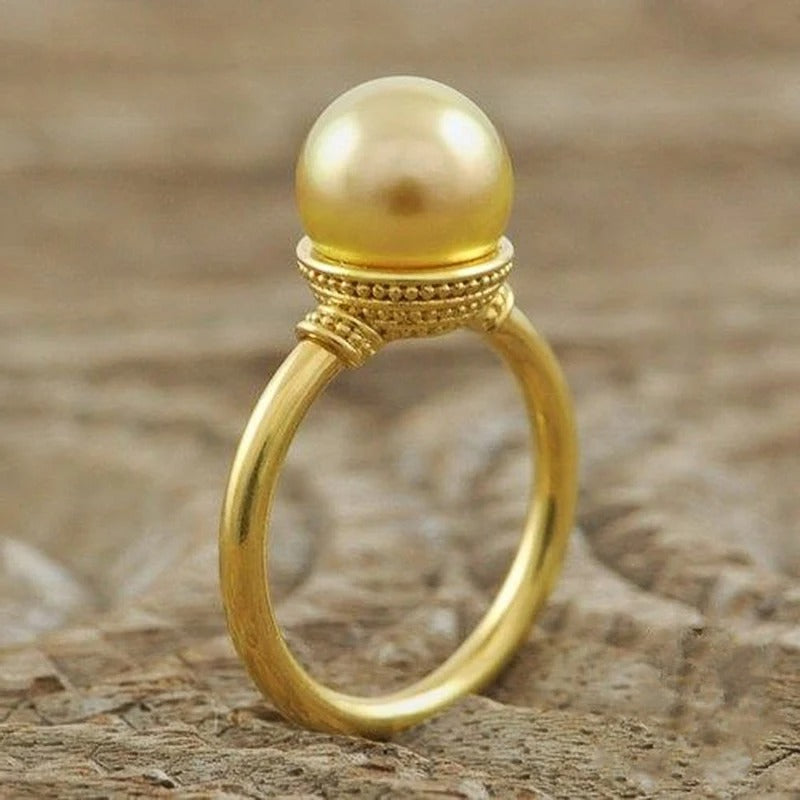 Vintage Gold Pearl Dome Ring-EllyBoutique