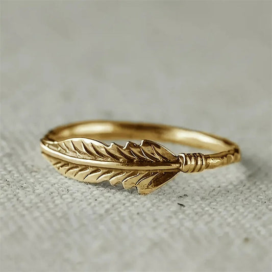 Vintage Gold Feather Ring-EllyBoutique