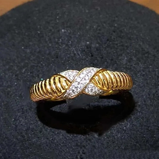 Retro Gold & Silver Infinity Twist Adjustable Ring-EllyBoutique