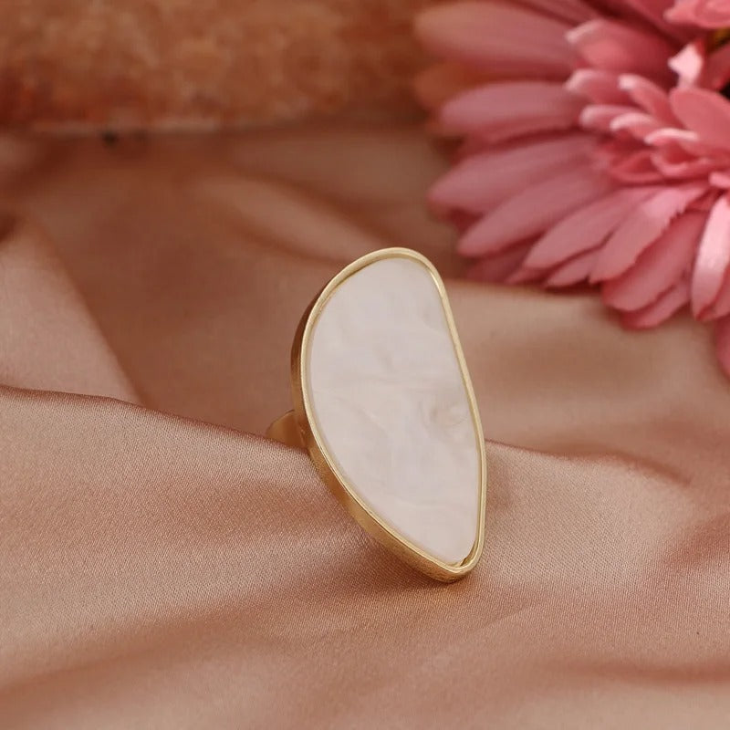 Vintage Gold Framed Teardrop Stone Adjustable Ring-EllyBoutique