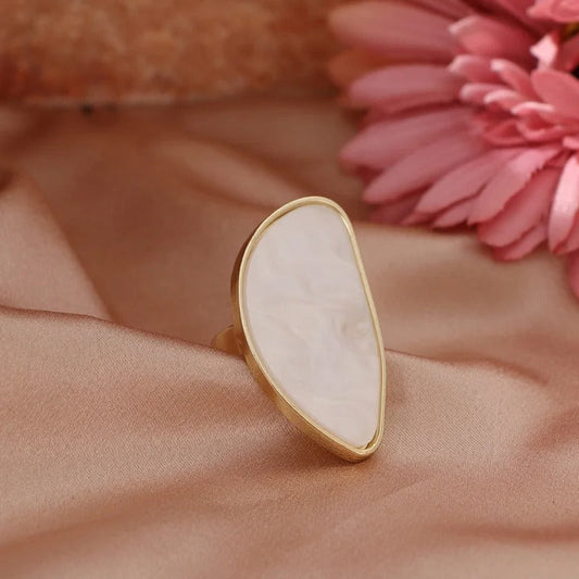 Vintage Gold Framed Teardrop Stone Adjustable Ring-EllyBoutique