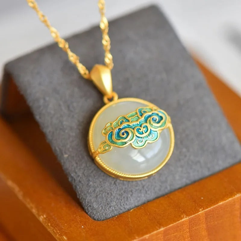 Vintage Gold & Cloud Swirl Pendant Necklace-EllyBoutique