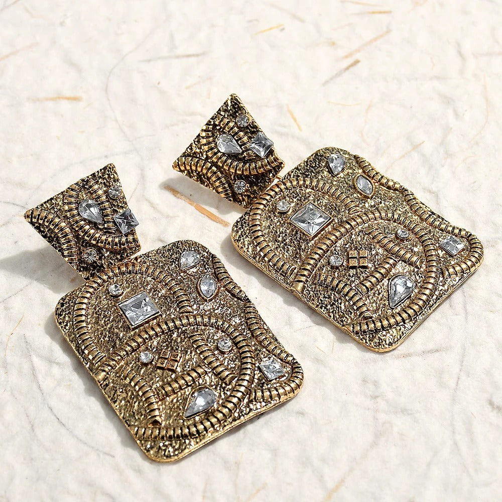 Vintage Silver & Gold Crystal Earrings-EllyBoutique
