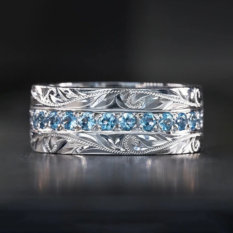 Vintage Silver Leaf Carved Ring-EllyBoutique