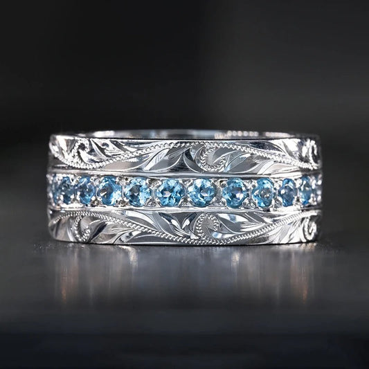 Vintage Silver Leaf Carved Ring-EllyBoutique