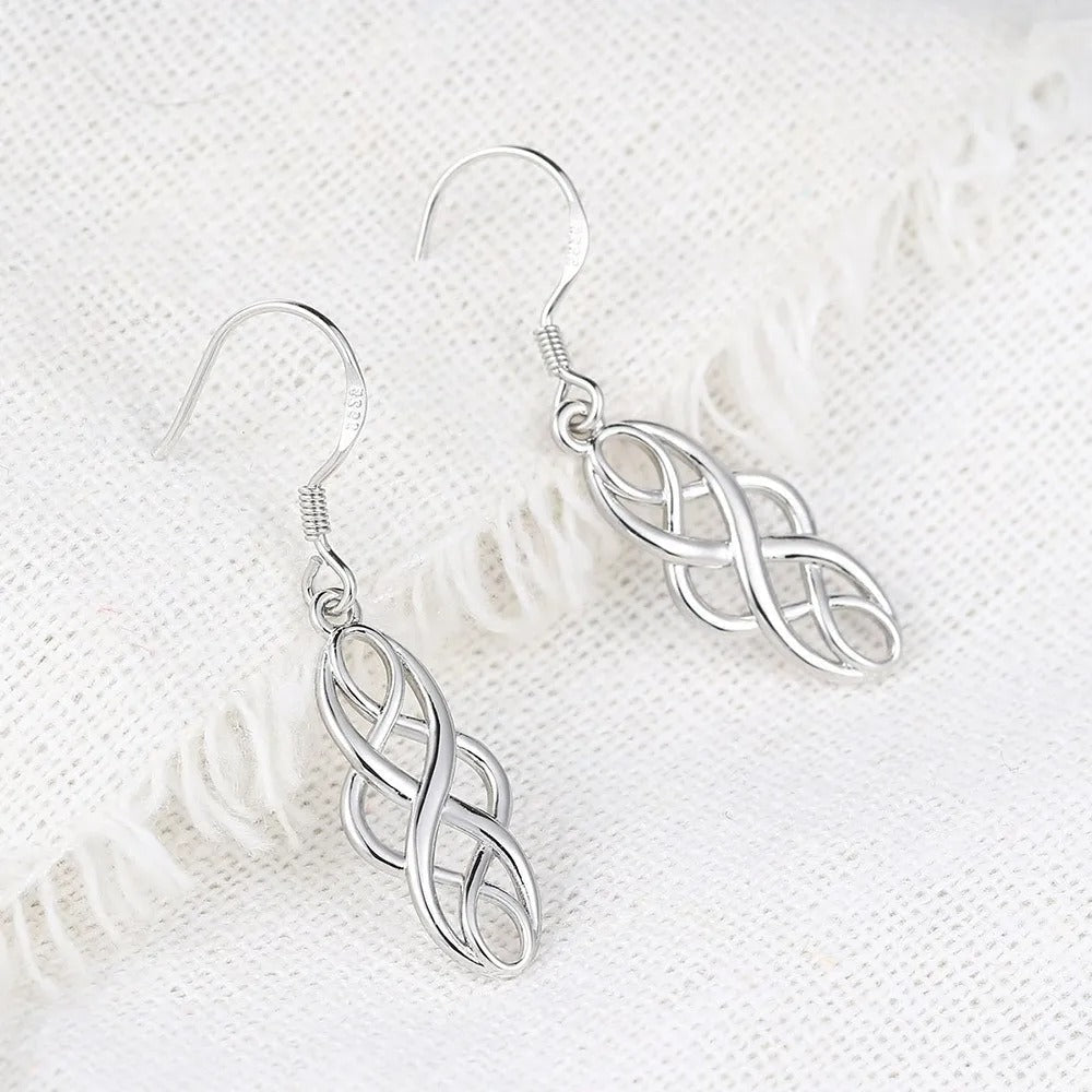 Timeless Silver Interwoven Infinity Pattern Earrings-EllyBoutique