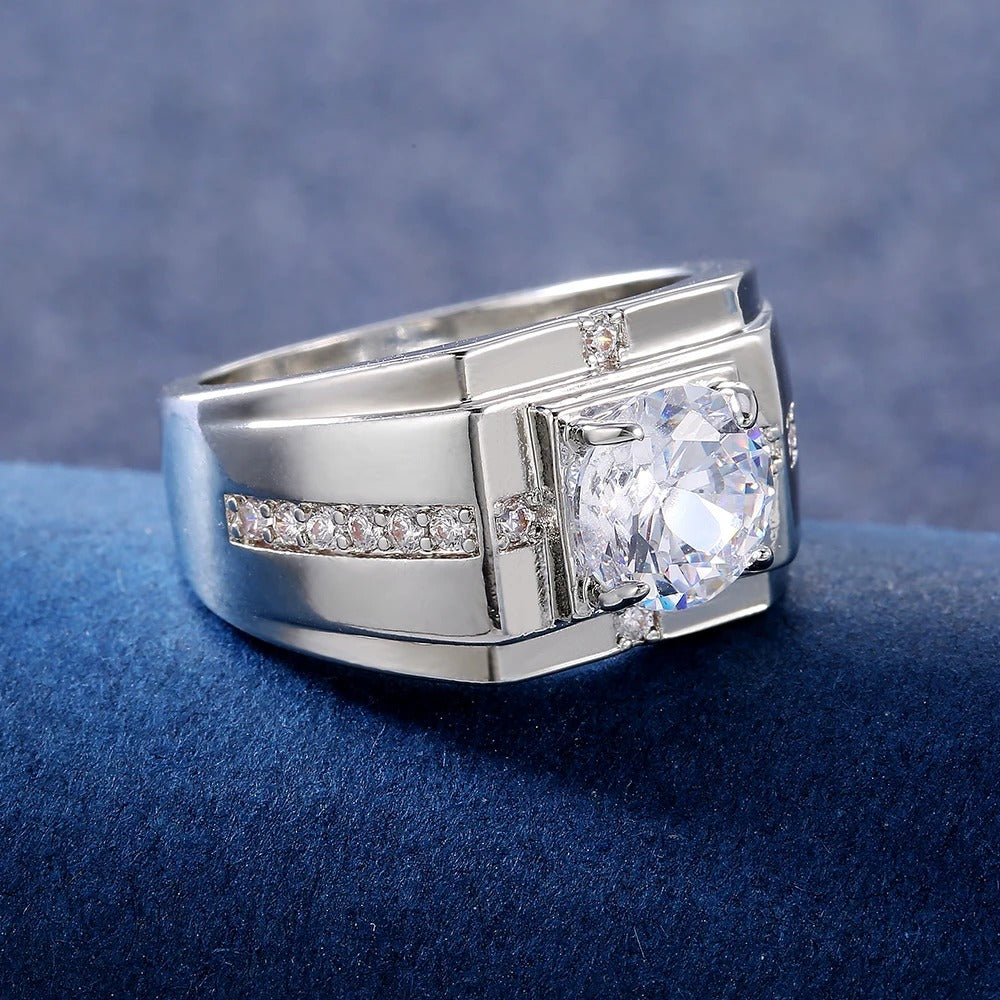 Silver Shiny Cubic Zirconia Ring-EllyBoutique