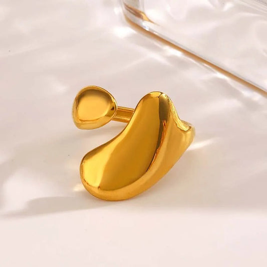 Gold Unique Abstract Shape Adjustable Ring-EllyBoutique