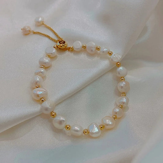 Vintage White Pearl & Gold Bracelet-EllyBoutique