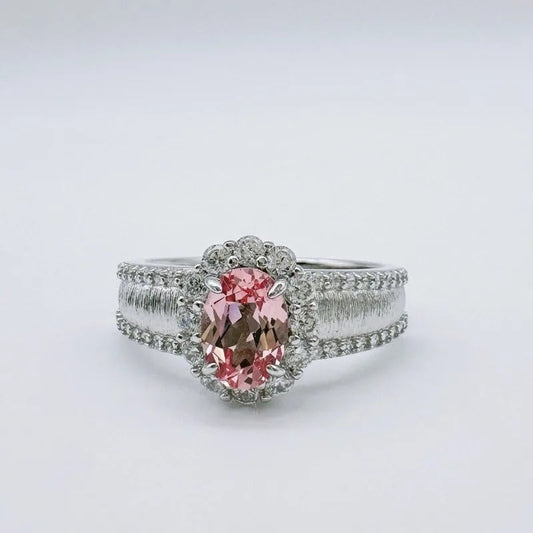 Vintage Silver & Light Pink Gemstone Adjustable Ring-EllyBoutique