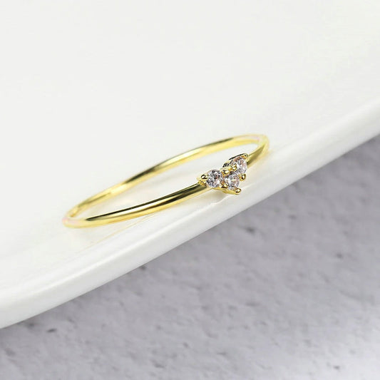 Classic Gold Triple Sparkling Stone Ring-EllyBoutique