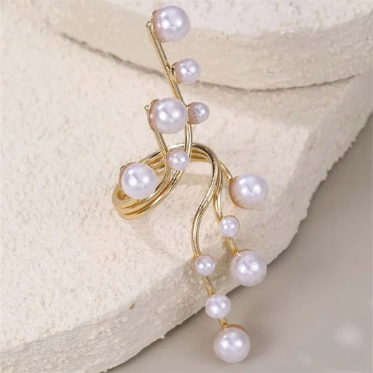 Vintage Gold & Pearl Cluster Open Ring-EllyBoutique