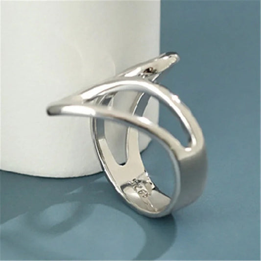 Vintage Silver Intertwined Open-Loop Design Ring-EllyBoutique