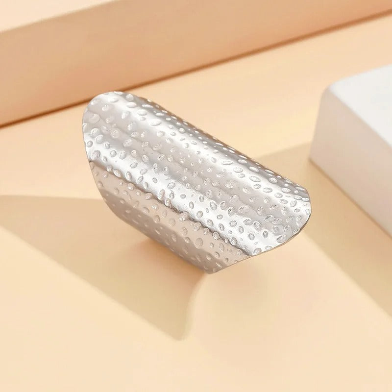 Vintage Silver Hammered Design Adjustable Ring-EllyBoutique