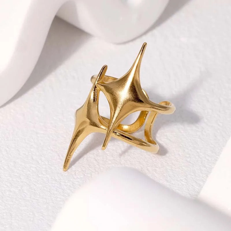 Gold Star-Crossed Design Adjustable Ring-EllyBoutique