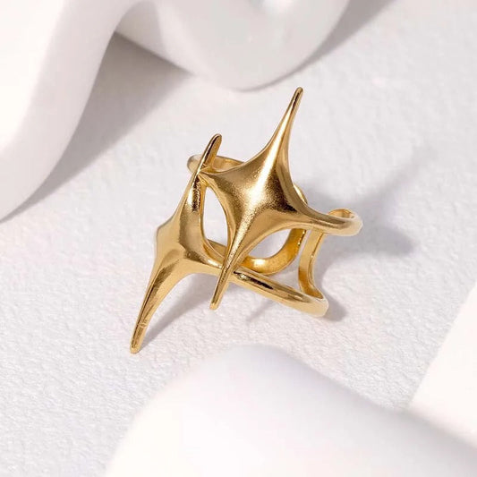 Gold Star-Crossed Design Adjustable Ring-EllyBoutique