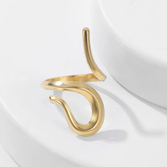 Gold Abstract Twisted Design Open Ring-EllyBoutique