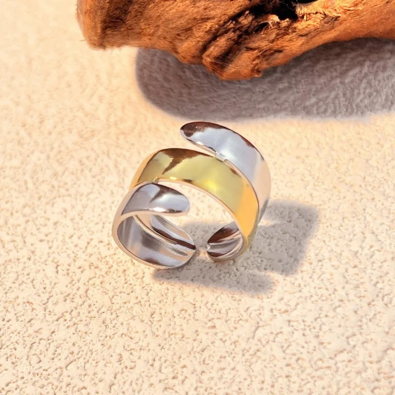 Gold & Silver Spiral Adjustable Ring-EllyBoutique