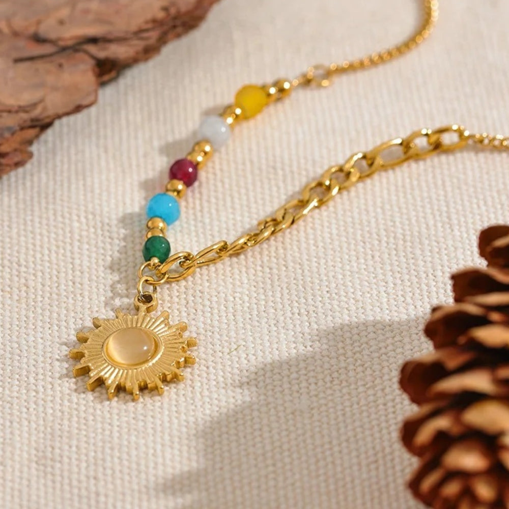 Vintage Multicolor Bead Sun Necklace-EllyBoutique