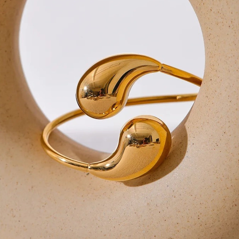 Gold Abstract Drop Cuff Adjustable Bracelet-EllyBoutique