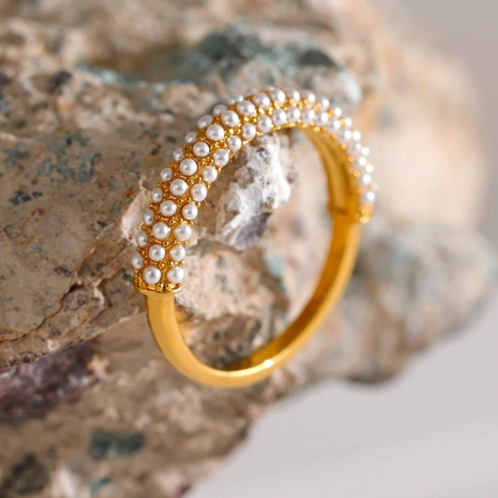 Vintage Pearl Cluster Gold Ring-EllyBoutique