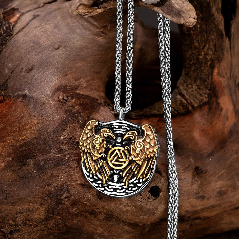 Vintage Viking Raven & Valknut Necklace-EllyBoutique