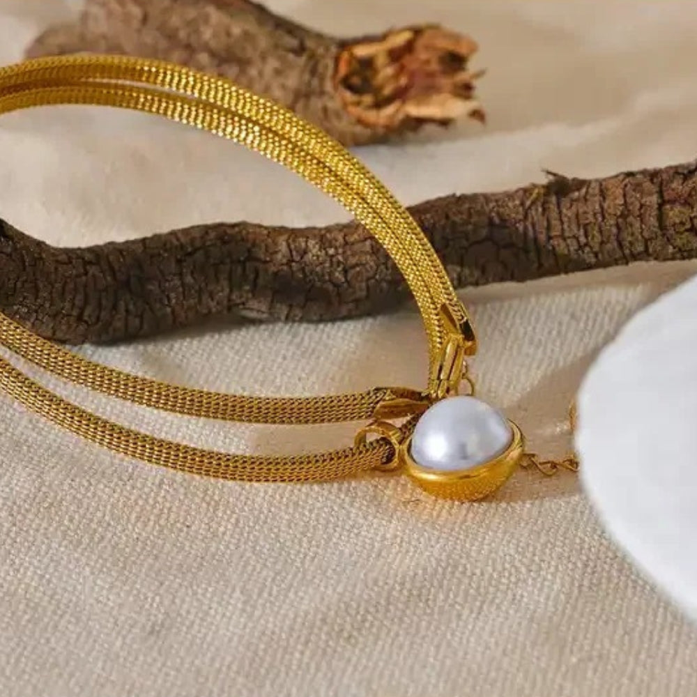 Vintage Pearl Drop Gold Bracelet-EllyBoutique