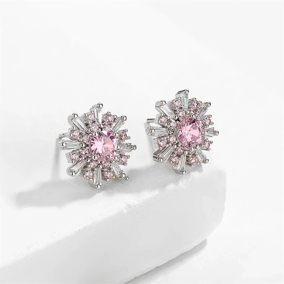Vintage Pink Starburst Stud Earrings-EllyBoutique