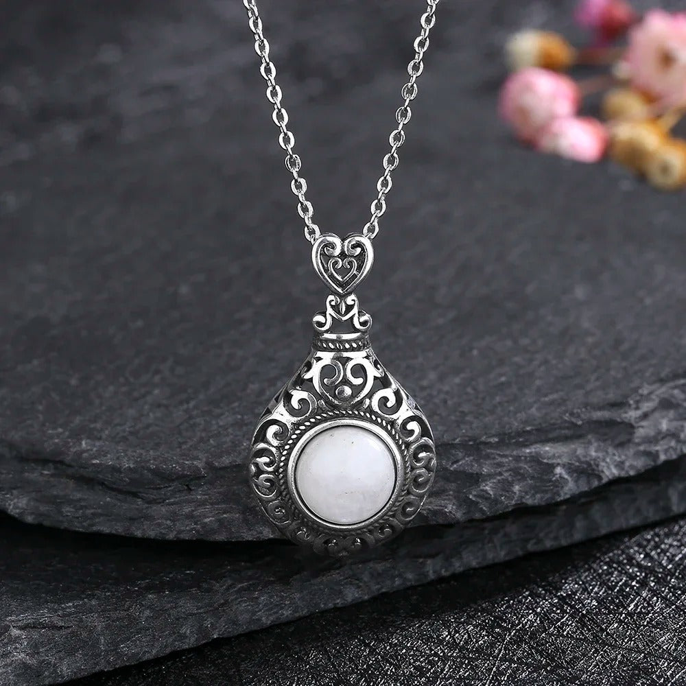 Vintage Ornate Moonstone Necklace-EllyBoutique