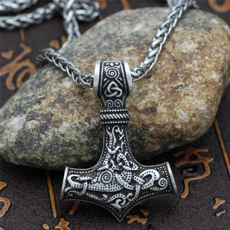 Silver Viking Thor���s Amulet Necklace-EllyBoutique