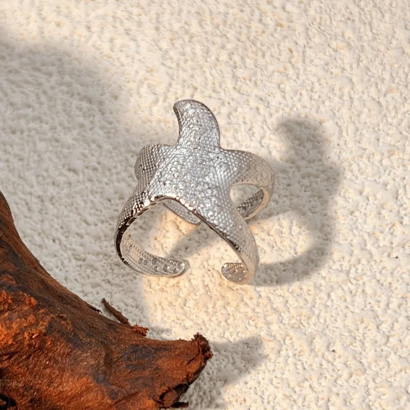 Vintage Silver Starfish Adjustable Ring-EllyBoutique