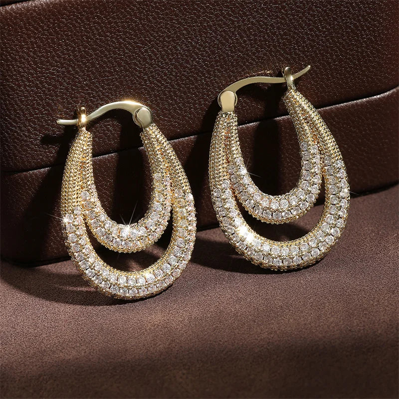 Vintage Gold Teardrop Hoop Earrings-EllyBoutique