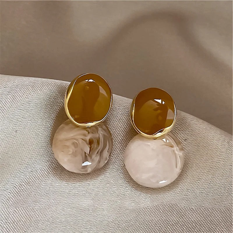 Vintage Earth Tone Gold Earrings-EllyBoutique