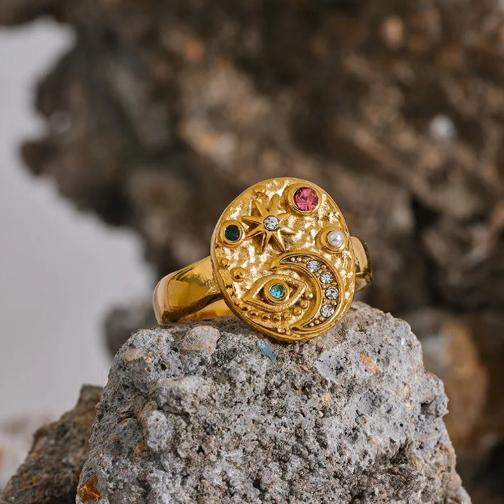 Vintage Multicolor Celestial Ring-EllyBoutique