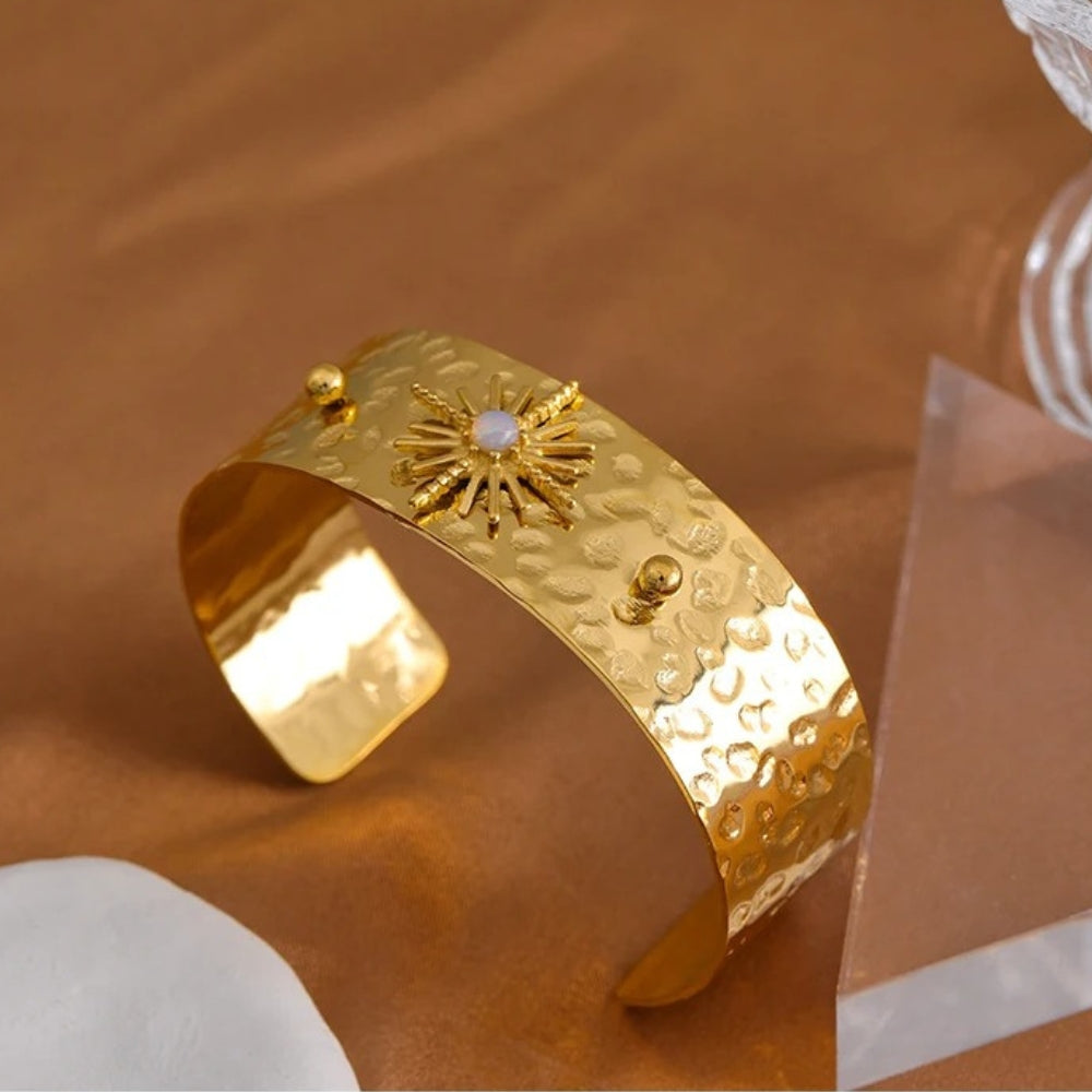 Vintage Gold Sunburst Cuff Bracelet-EllyBoutique