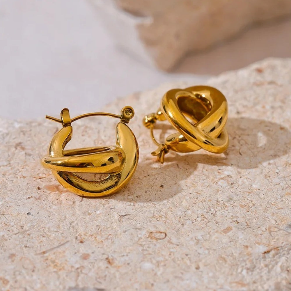 Vintage Gold Abstract Knot Earrings-EllyBoutique