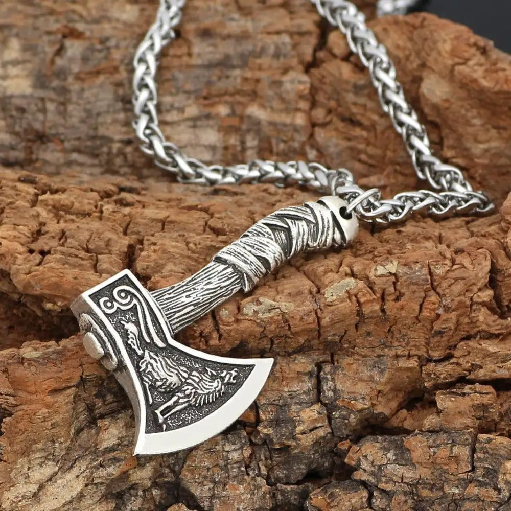 Vintage Viking Axe Pendant Necklace-EllyBoutique