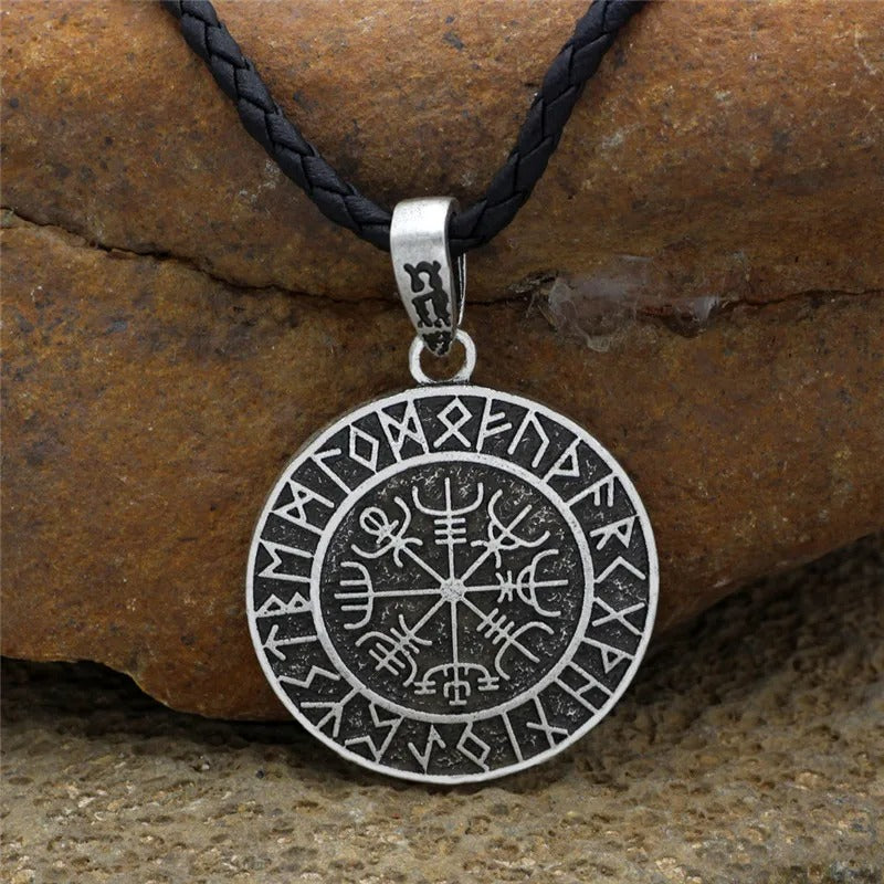 Norse Compass Pendant Viking Runes Necklace-EllyBoutique
