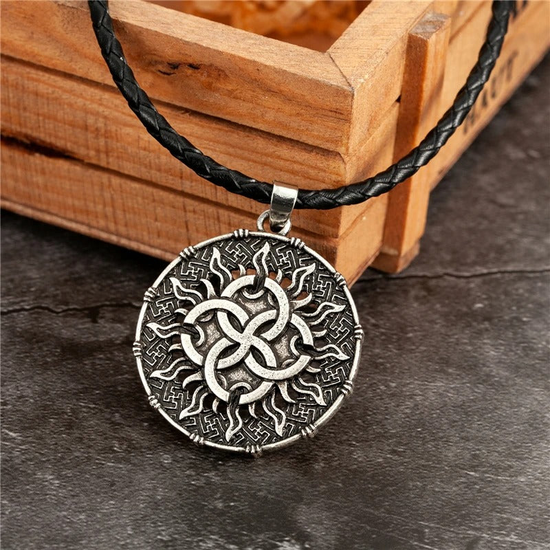 Vintage Silver Sun Knot Pendant Necklace-EllyBoutique