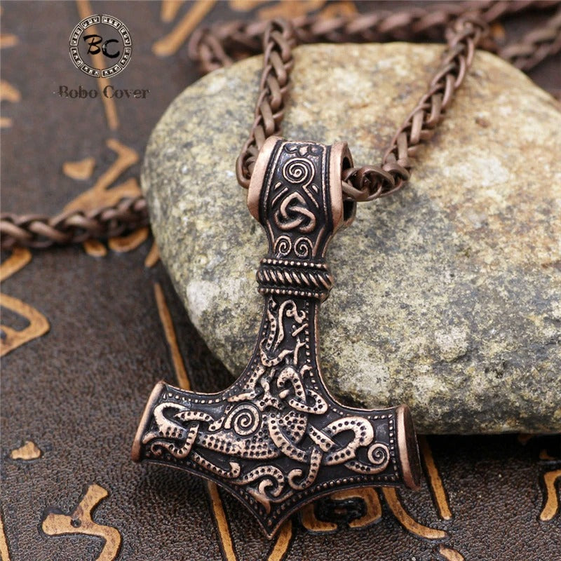 Vintage Bronze Thor's Hammer Necklace-EllyBoutique