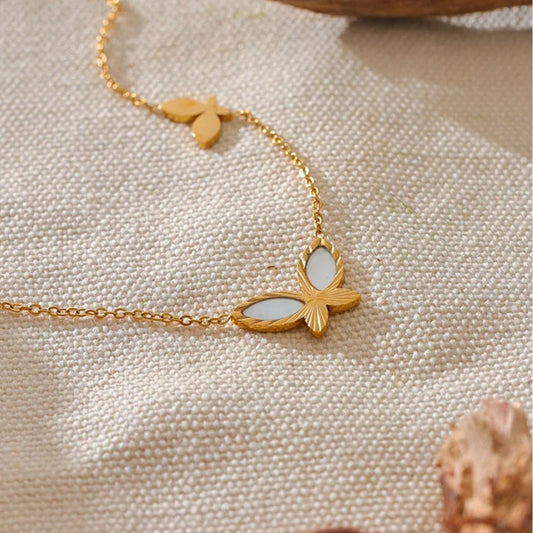 Vintage Gold Butterfly Pendant Necklace-EllyBoutique