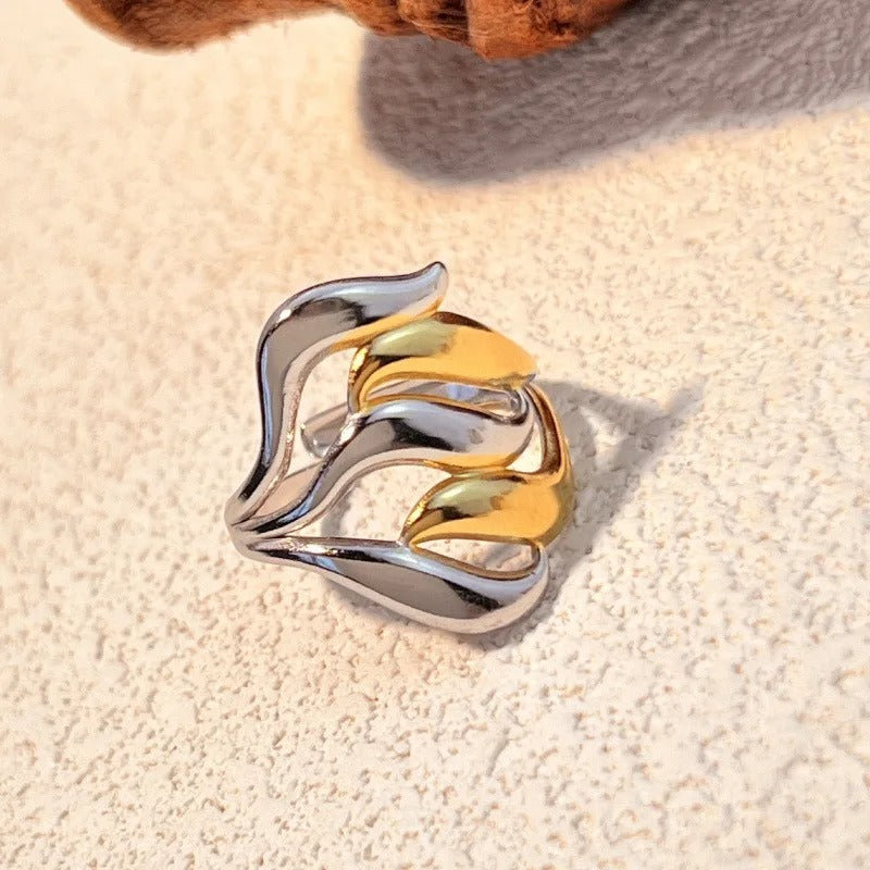 Gold & Silver Artistic Adjustable Ring-EllyBoutique