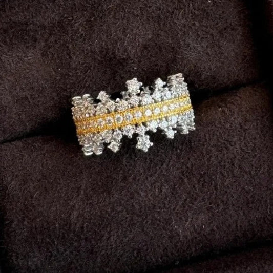 Vintage Silver & Gold Beautiful Palace Style Lace Crown Ring-EllyBoutique