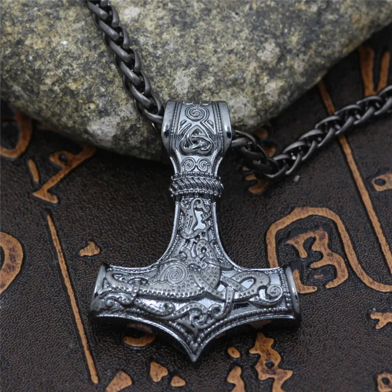 Vintage Silver Thor's Hammer Necklace-EllyBoutique