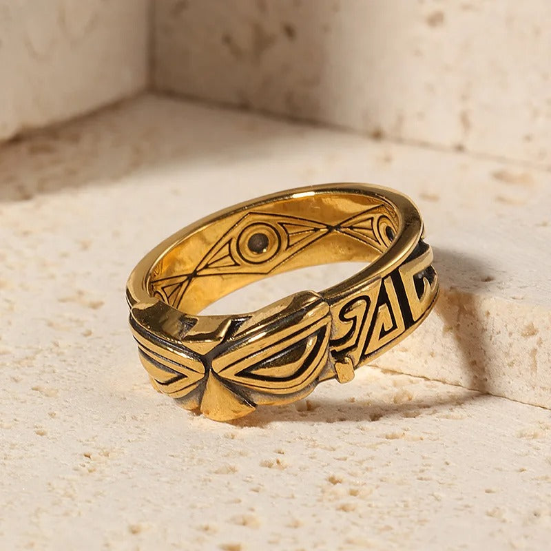 Vintage Tribal Eye Gold Adjustable Ring-EllyBoutique
