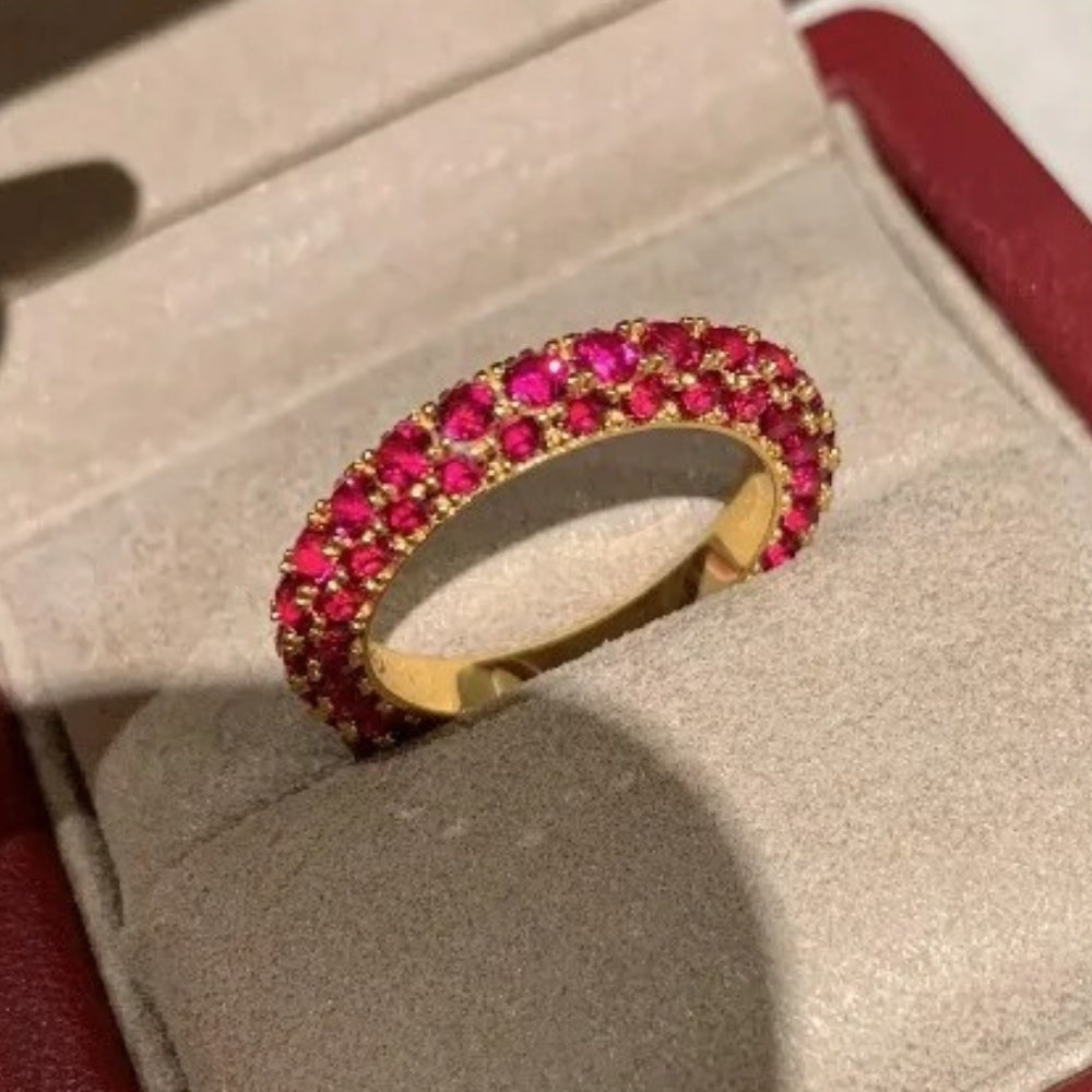 Vintage Gold & Shiny Charm Retro Red Ring-EllyBoutique