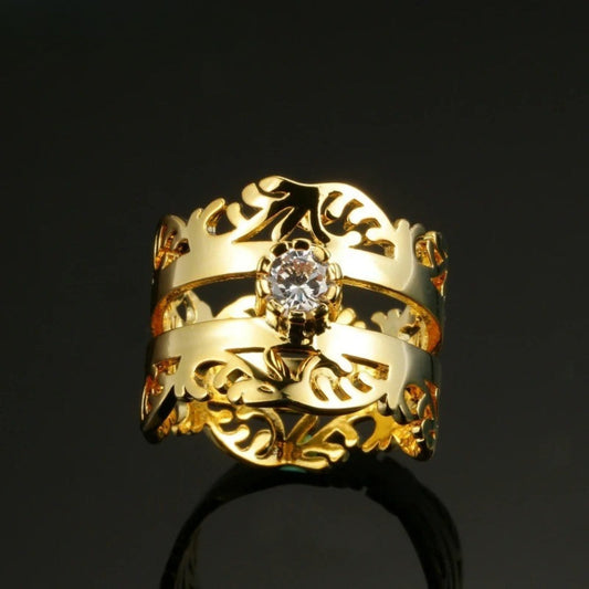 Antique-Style Gold Openwork Floral Ring-EllyBoutique