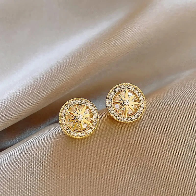 Vintage Radiant Star Gold Earrings-EllyBoutique