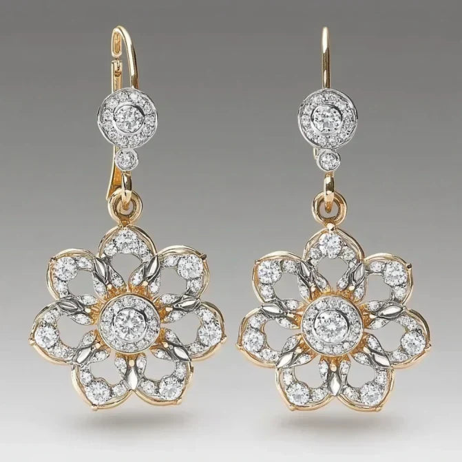 Vintage Crystal Flower Mandala Earrings-EllyBoutique